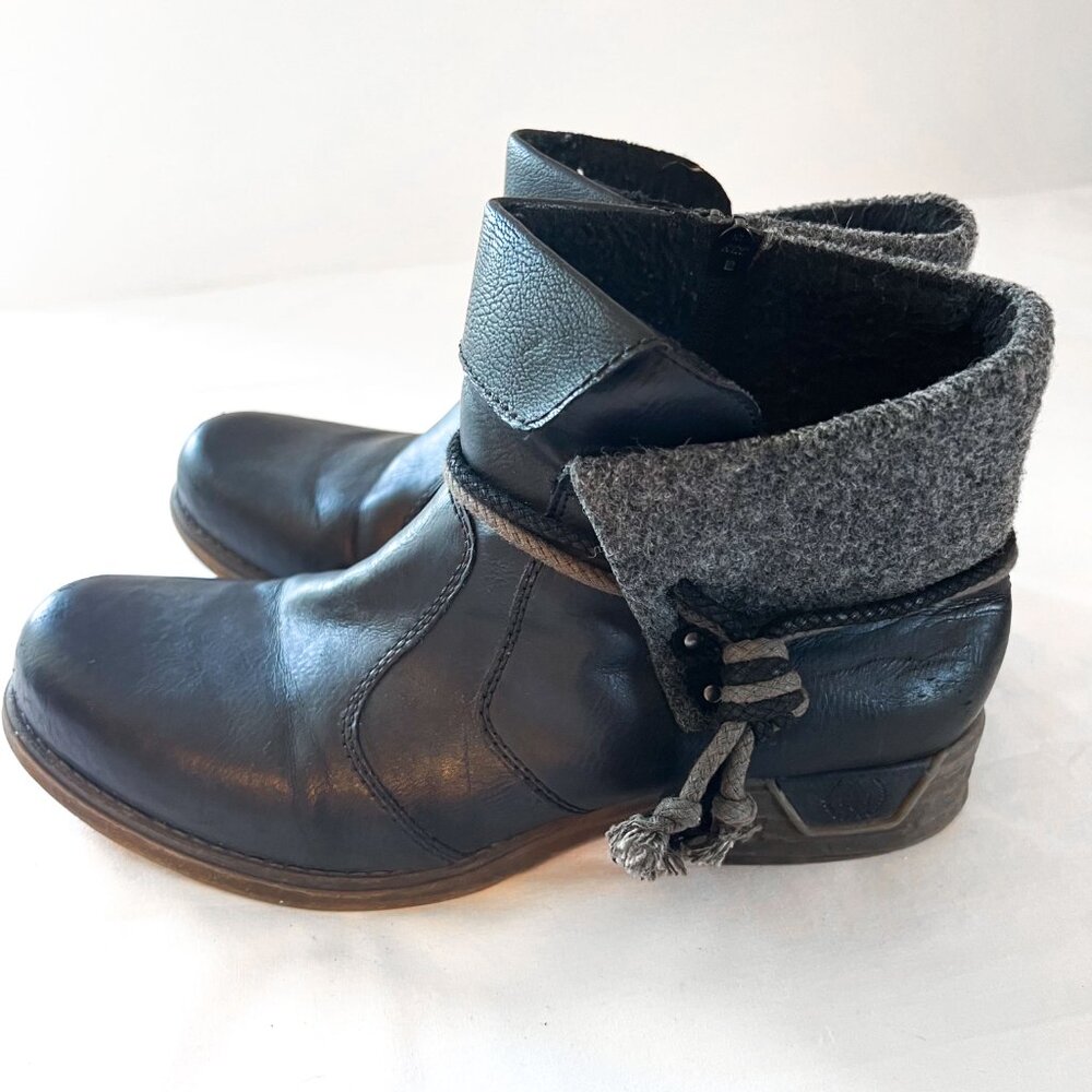 Rieker Fee 93 Ankle Boots Black Combi Fleece Lined Comfort Booties SZ 10 - Picture 6 of 11